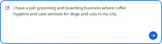 The prompt that produced it: “I have a pet grooming and boarding business where I offer hygiene and care services for dogs and cats in my city.”