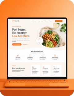 A laptop showing a generated nutrition-service website.